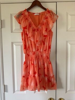 Ramy Brooke Orange Ruffle Mini Dress size XS